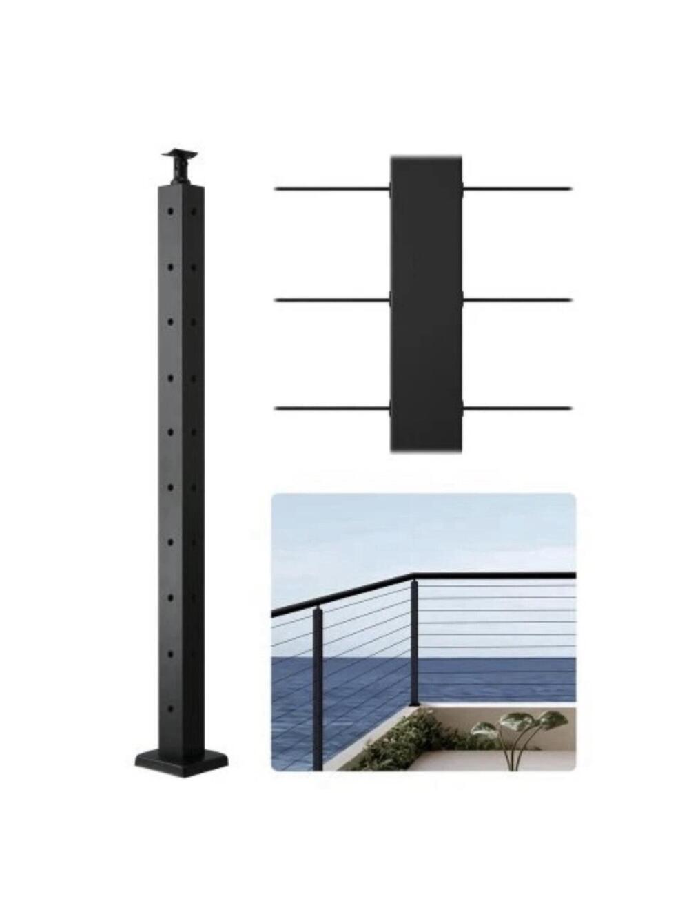 New/Cable Railing Post, 42x1x2 Inch Corner Railing Post, with L-Shaped Pre-Drill